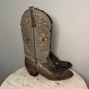 Miss Capezio leather cowboy Boots Size 9.5 M gray western heels